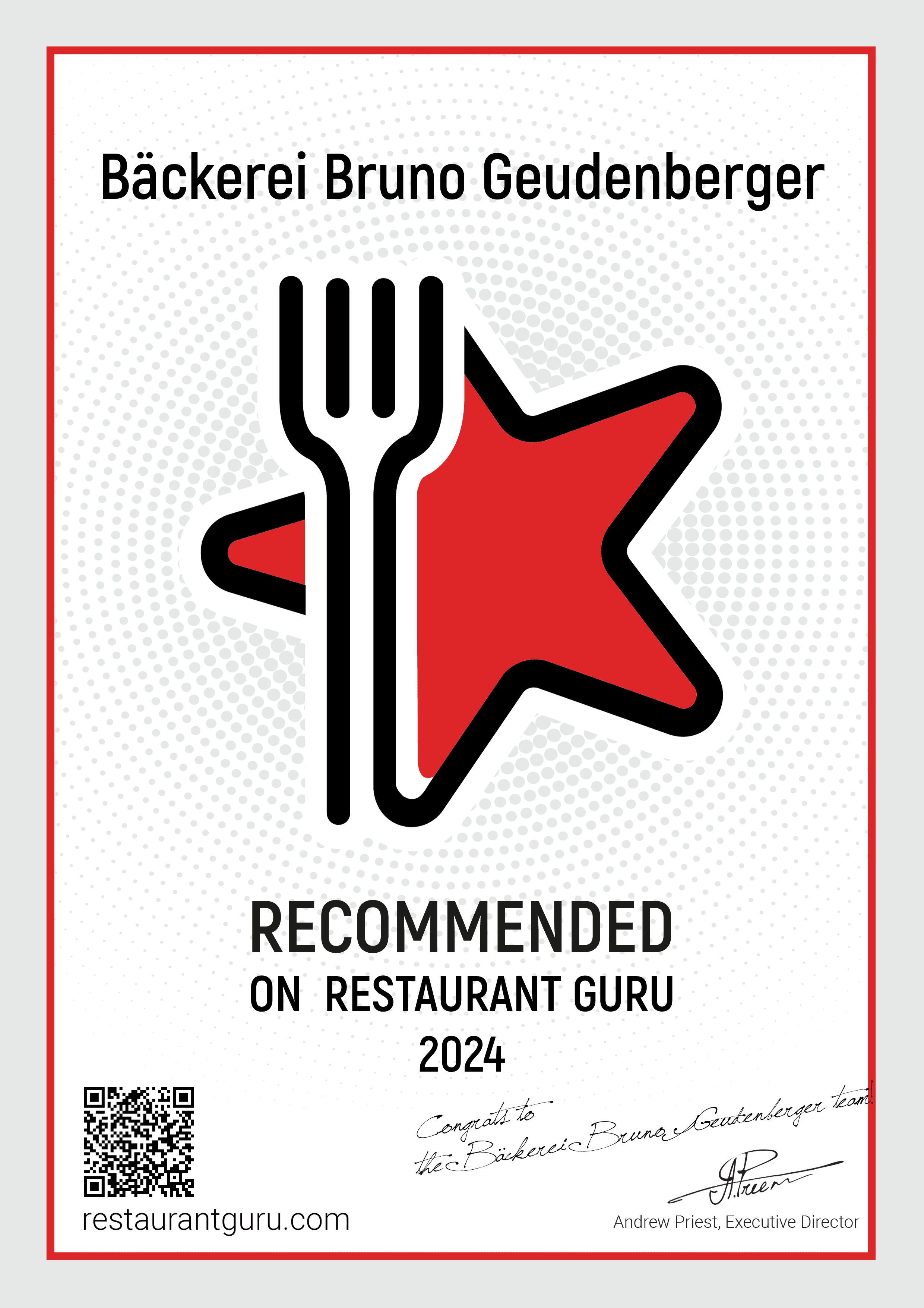 Zertifikat Restaurant Guru 2024